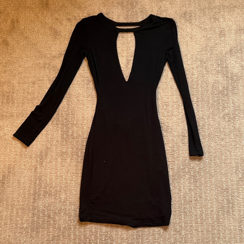 Lulu's Black Long Sleeve Cut-Out Dress